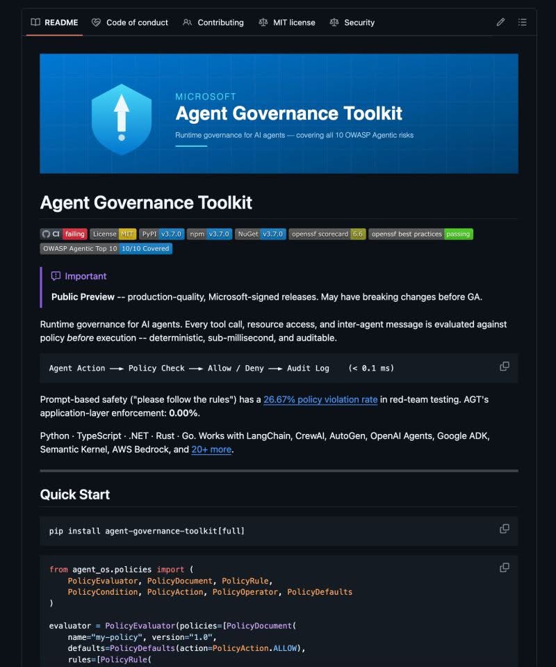 AI Agent Governance Toolkit - image 1