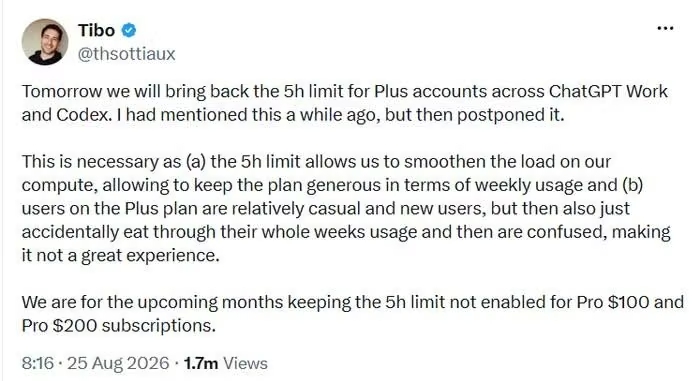 ChatGPT Plus 5‑hour limit returns, OpenAI reintroduces - image 2